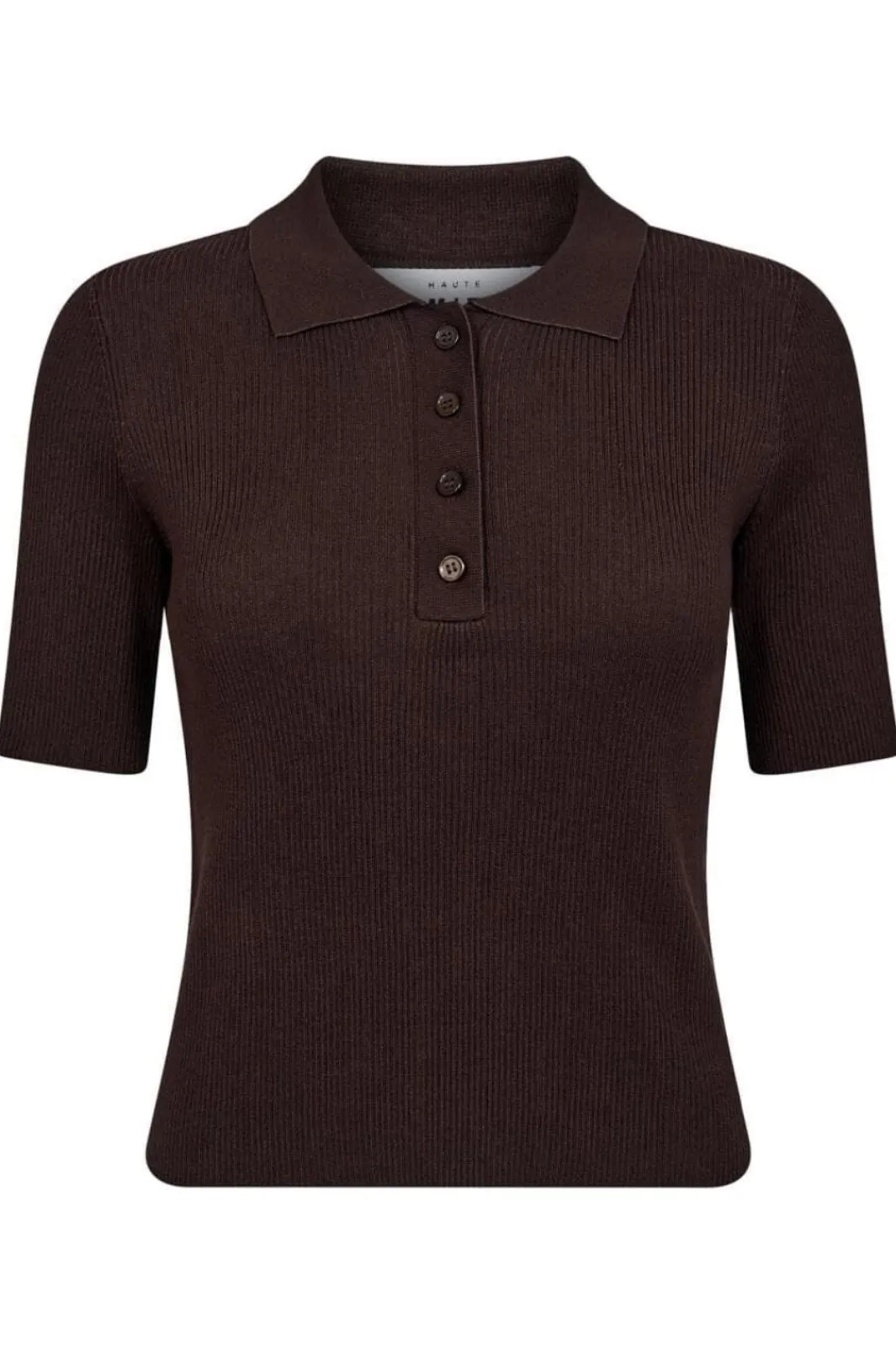 Clearance Haute L'Amitié Piccolo Ss Polo Rib Knit HL10010 Mocca