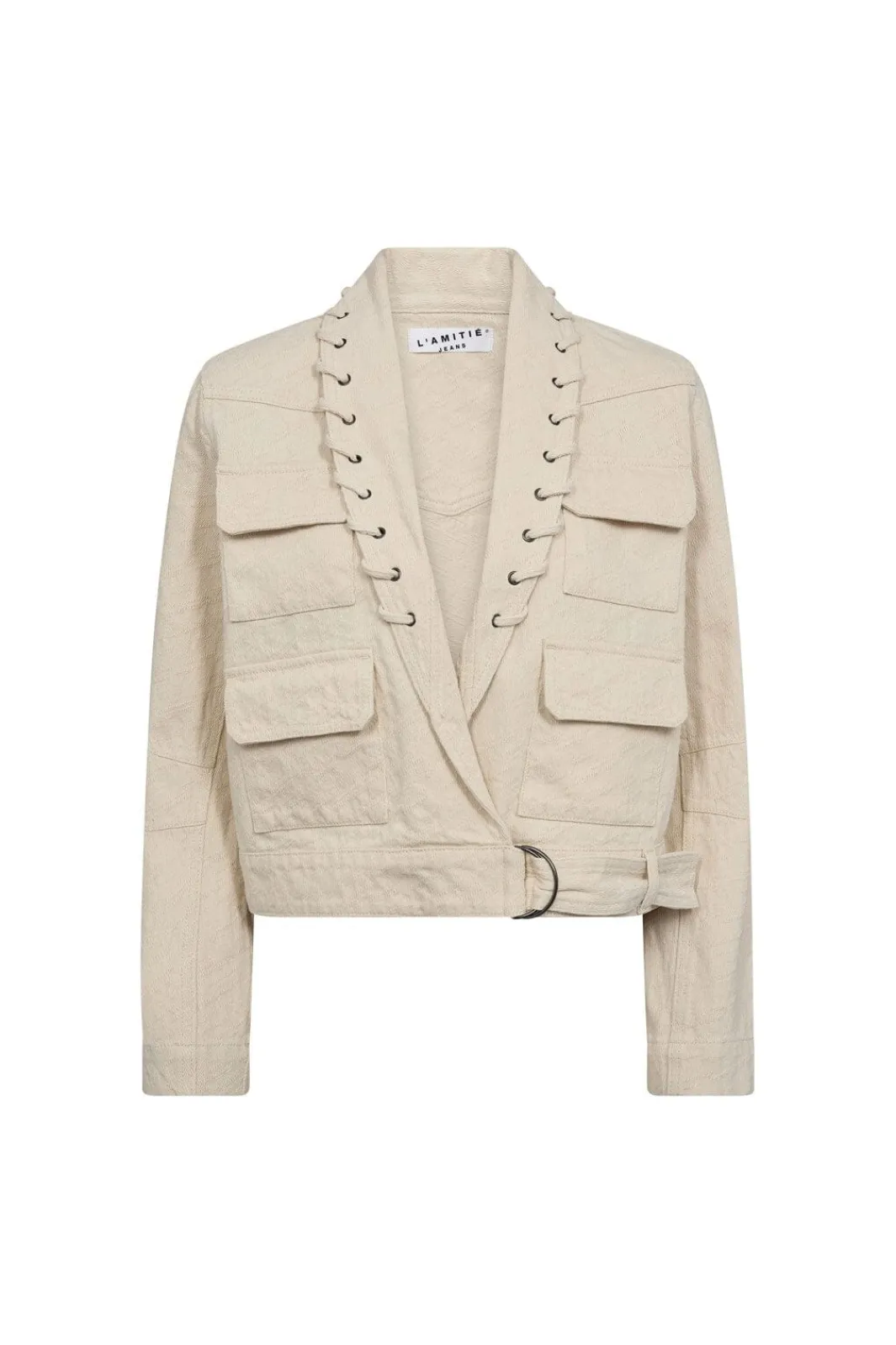 Clearance Haute L'Amitié Pielle Structure Crop Jacket HL10442 Pearl