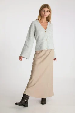 New Neo Noir Pixie Knit Cardigan Light Grey Melange