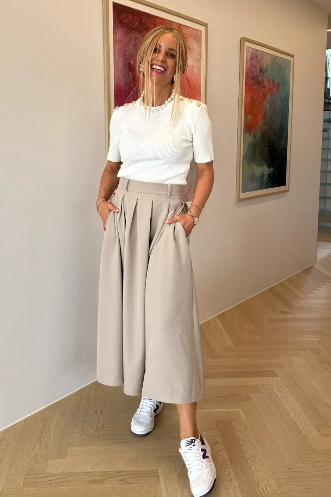 Valentin Studio Pleated Skirt Sand