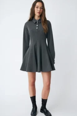 Outlet Cras Polo Dress C584 9003 Grey Melange