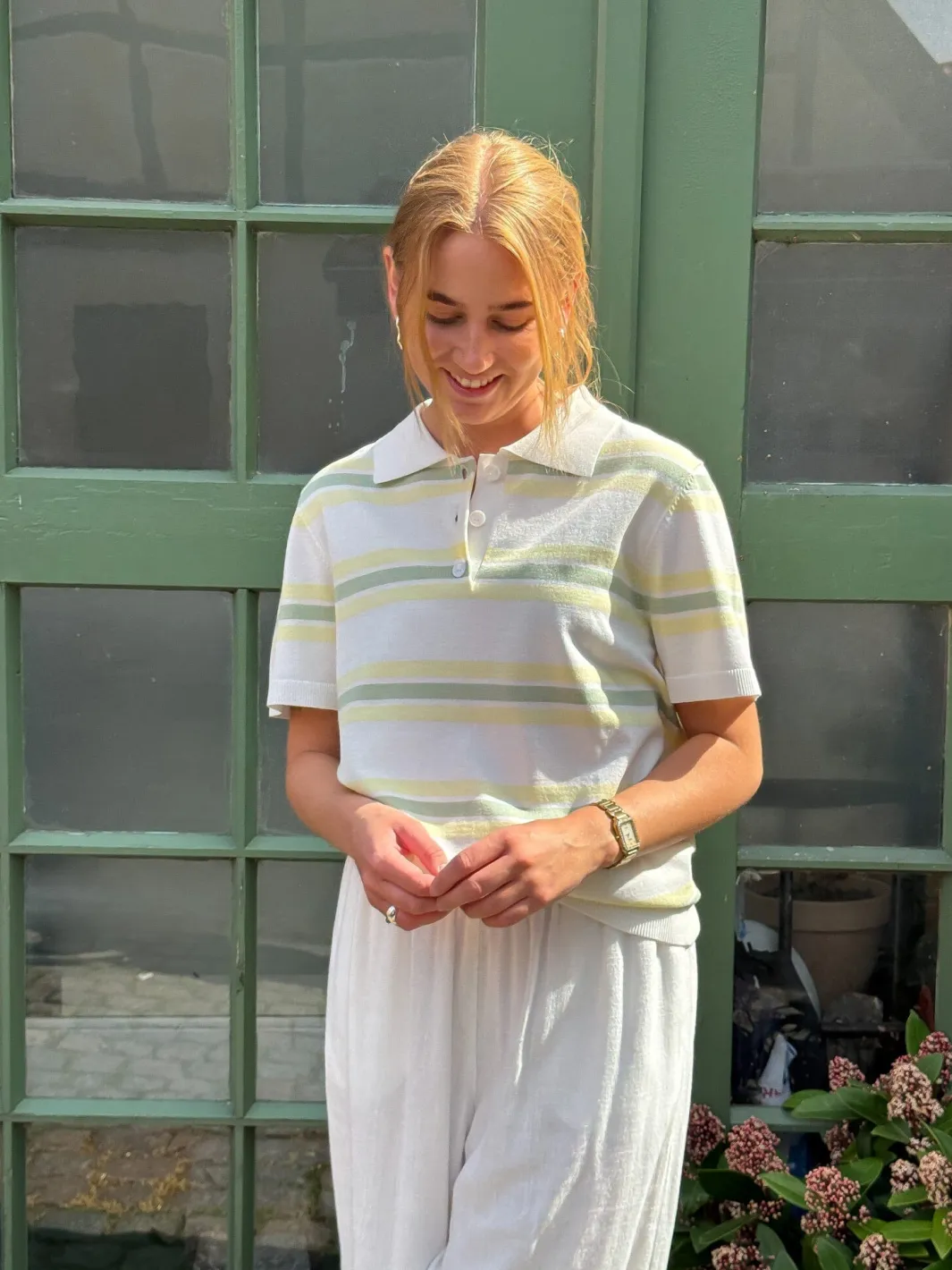 Clearance A-View Polo Stripe Knit Blouse AV5060 200