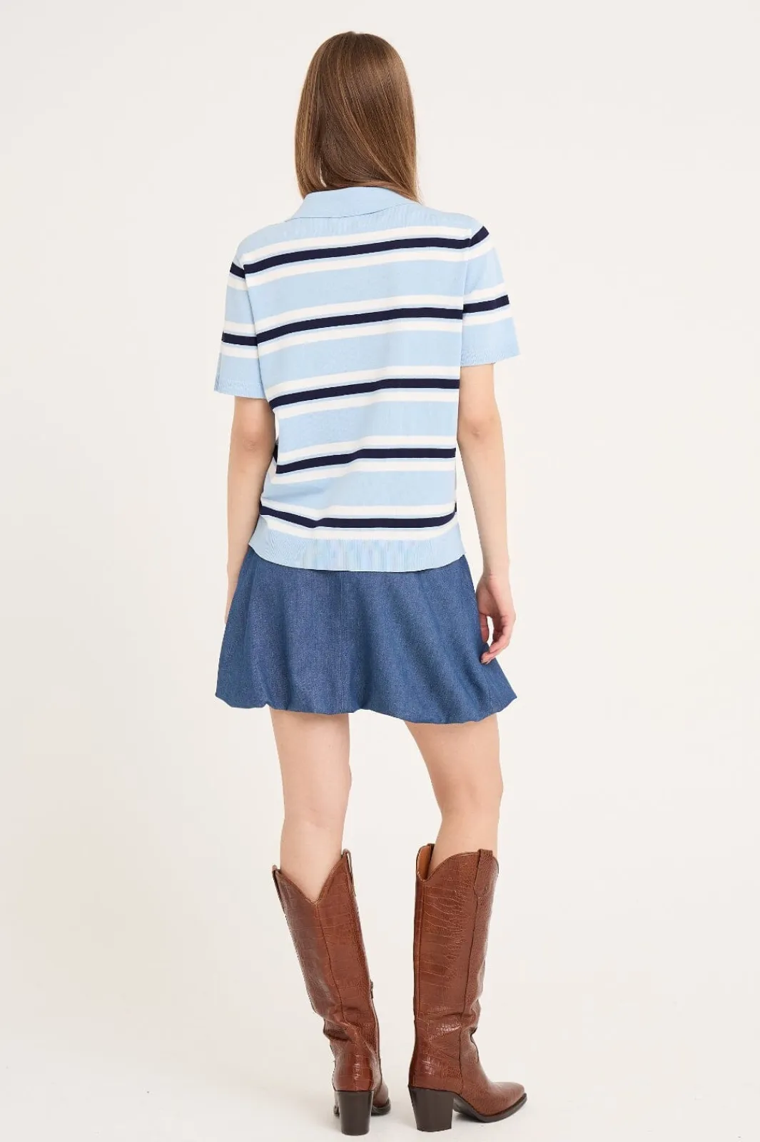 Outlet A-View Polo Stripe Knit Blouse AV5060 100