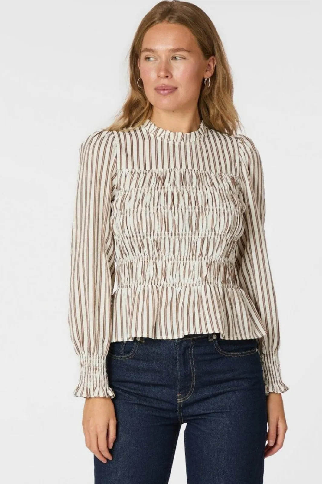 Clearance Neo Noir Possa Twin Stripe Smock Blouse 165011 210