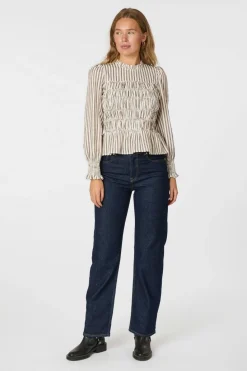 Clearance Neo Noir Possa Twin Stripe Smock Blouse 165011 210