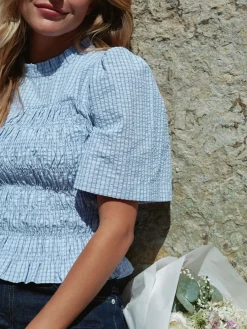Hot Neo Noir Possini Check Smock Blouse 164800 145