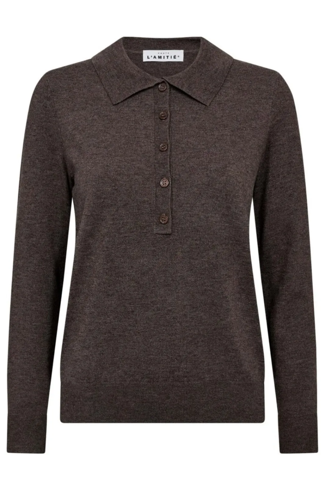 Haute L'Amitié Premiere Ls Polo Knit HL10004 Mocca