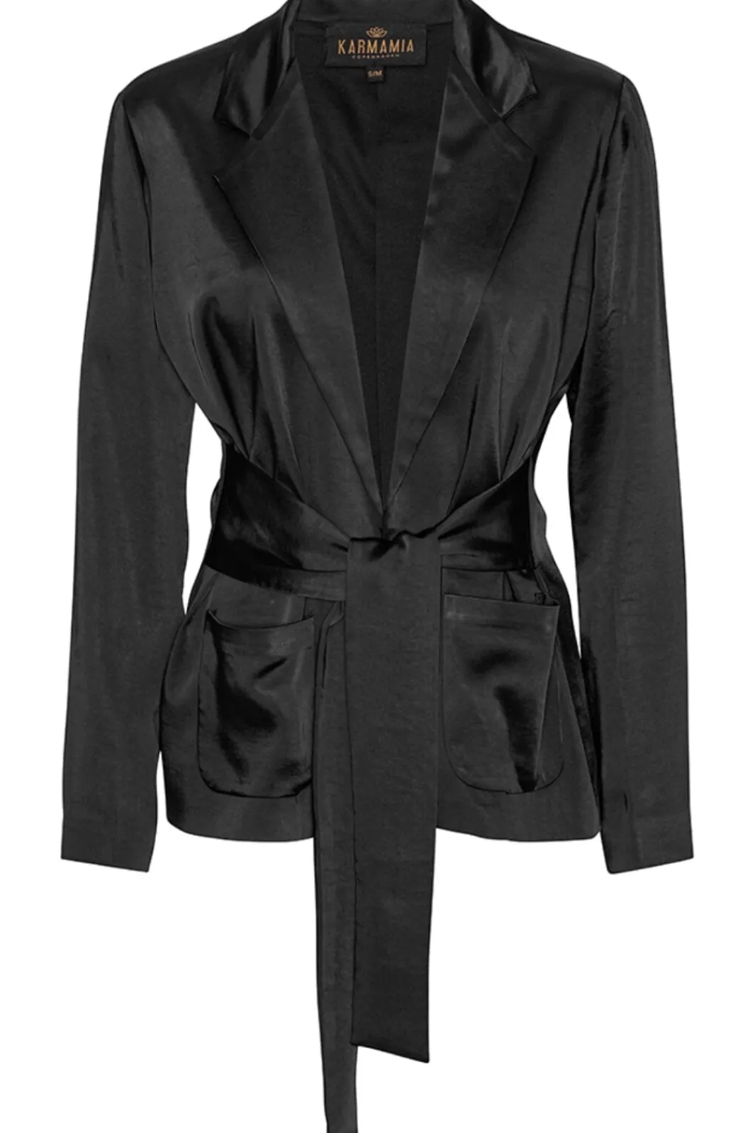 Outlet Karmamia Rex Tie Blazer Black Rich Satin