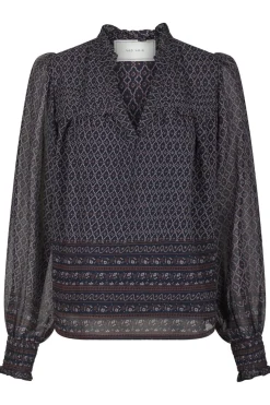 New Neo Noir Rhia Border Pattern Blouse 163994 Navy