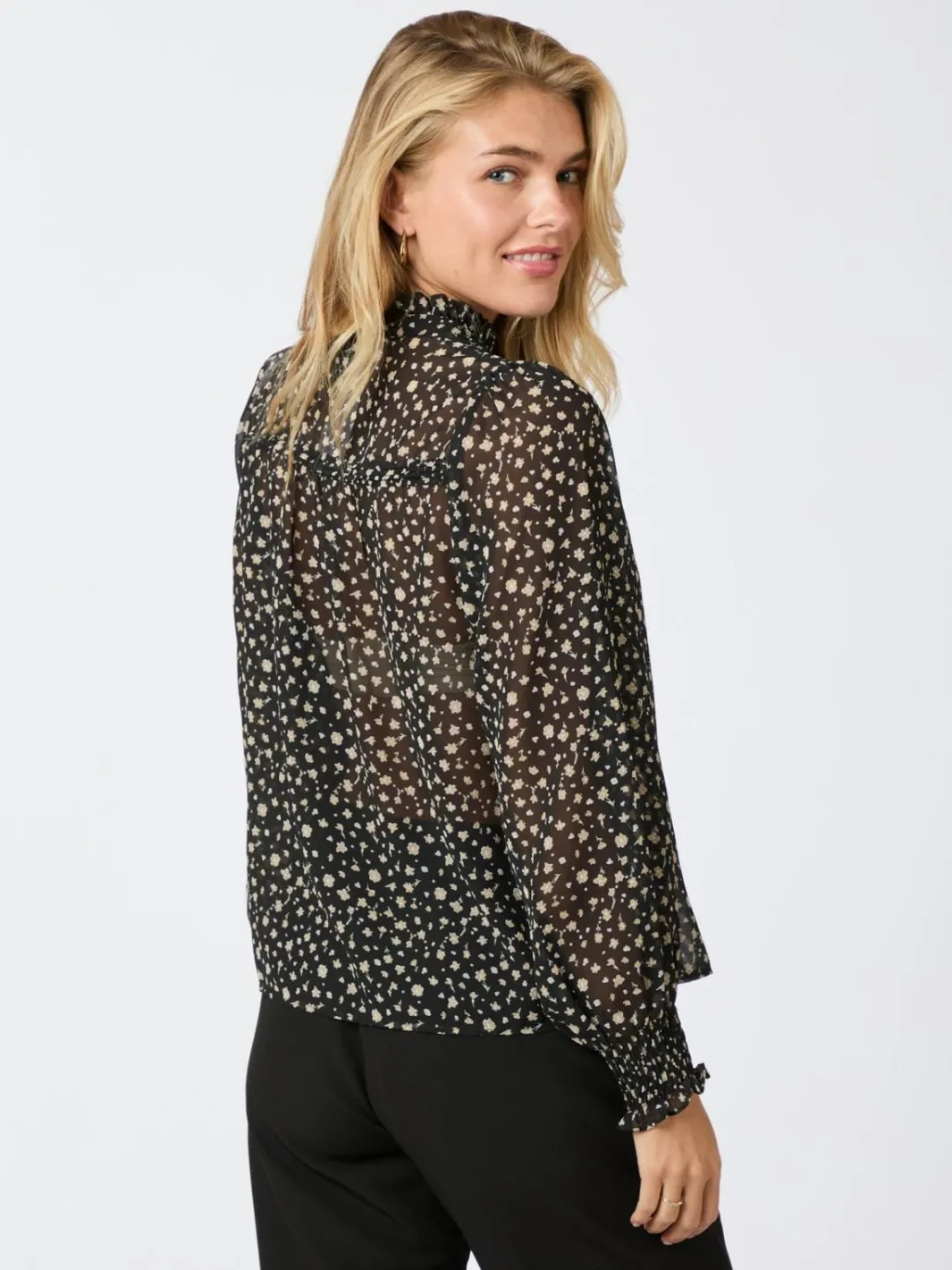 Hot Neo Noir Rhia Secret Flower Blouse Black