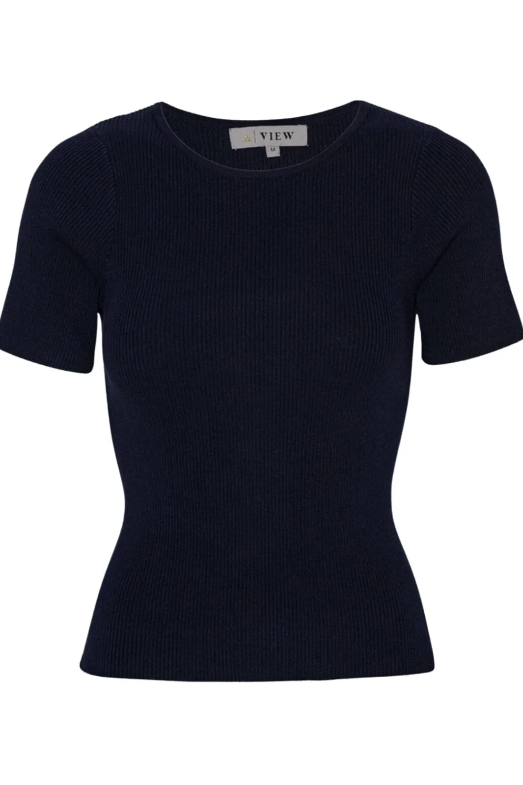 Best A-View Rib Knit Short Sleeve Top 999 Black