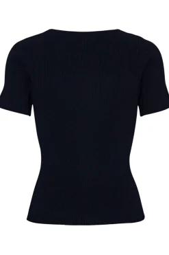 Best A-View Rib Knit Short Sleeve Top 999 Black
