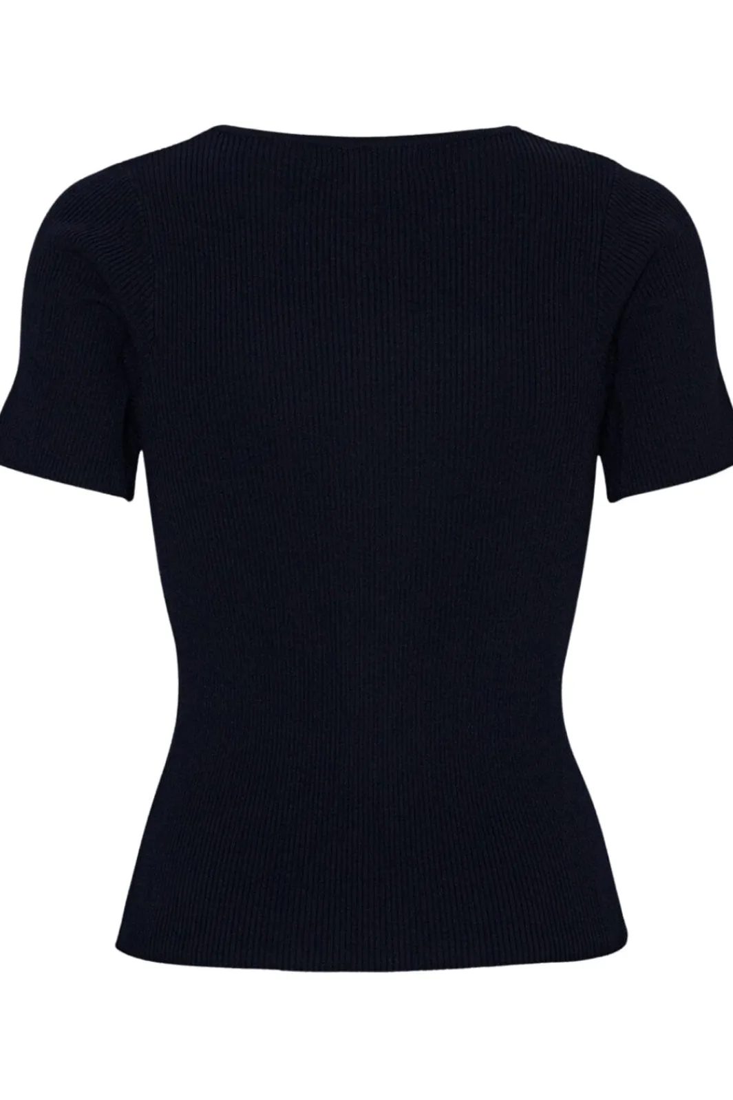 Best A-View Rib Knit Short Sleeve Top 999 Black