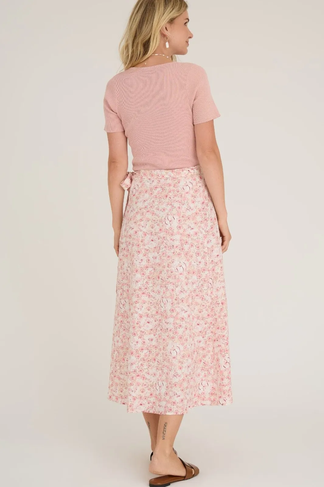 Hot A-View Rib Knit Short Sleeve Top 298 Rose