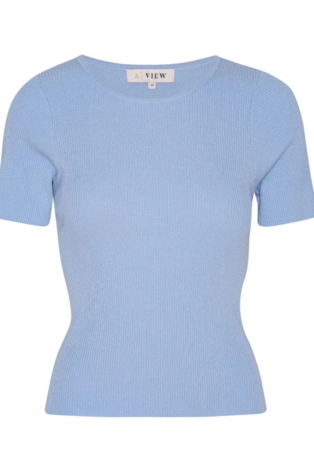 Online A-View Rib Knit Short Sleeve Top 282 Light Blue