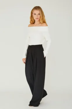 Online A-View Rib Offshoulder Blouse 005 Off White