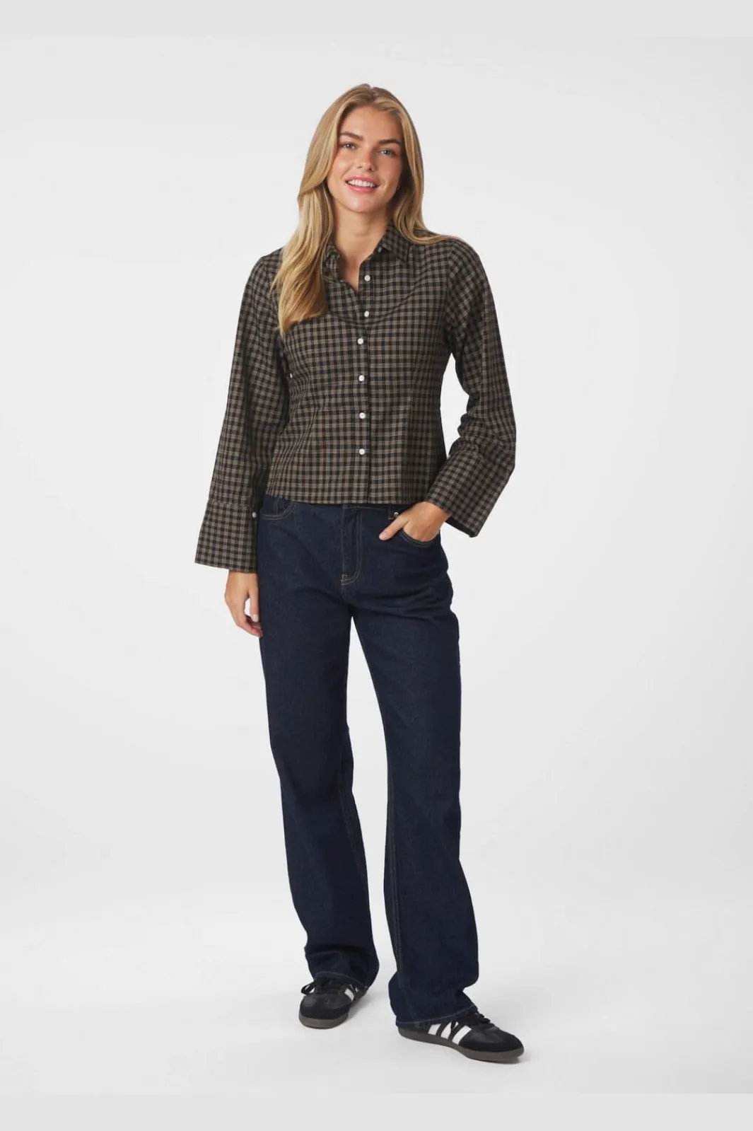 Discount Neo Noir Rosa Mini Check Shirt 167089 100