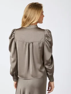 Outlet Neo Noir Rosslyn Heavy Sateen Blouse Warm Grey