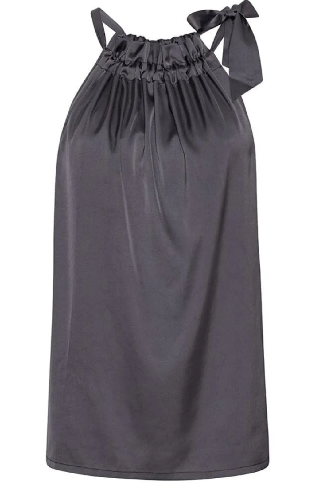 Hot Karmamia Ruffle Tie Top Grey