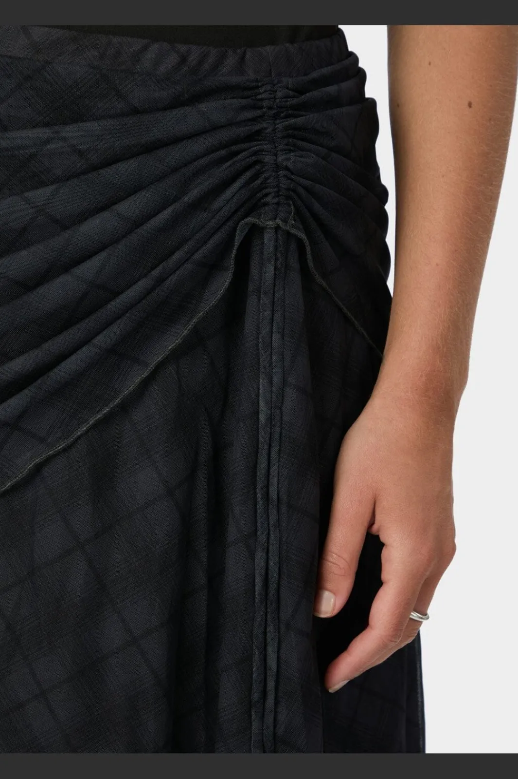 Neo Noir Saffron Check Mesh Skirt 167206 104