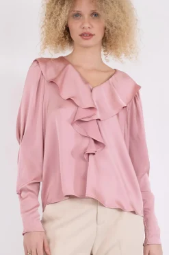Discount Neo Noir Sandie Sateen Blouse Light Pink