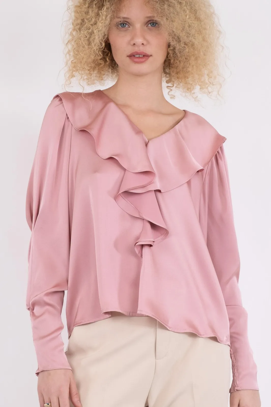 Discount Neo Noir Sandie Sateen Blouse Light Pink