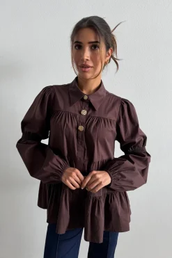 Sale Continue Sanna Gold Buttons 15085 Dark Brown
