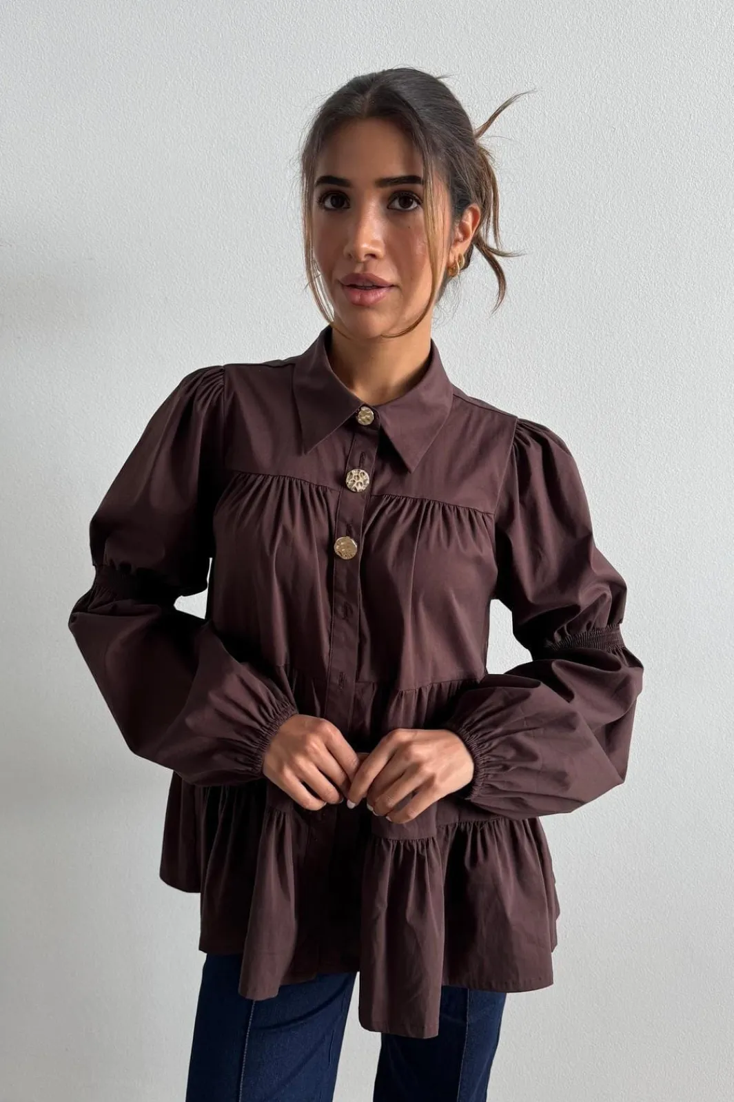 Sale Continue Sanna Gold Buttons 15085 Dark Brown