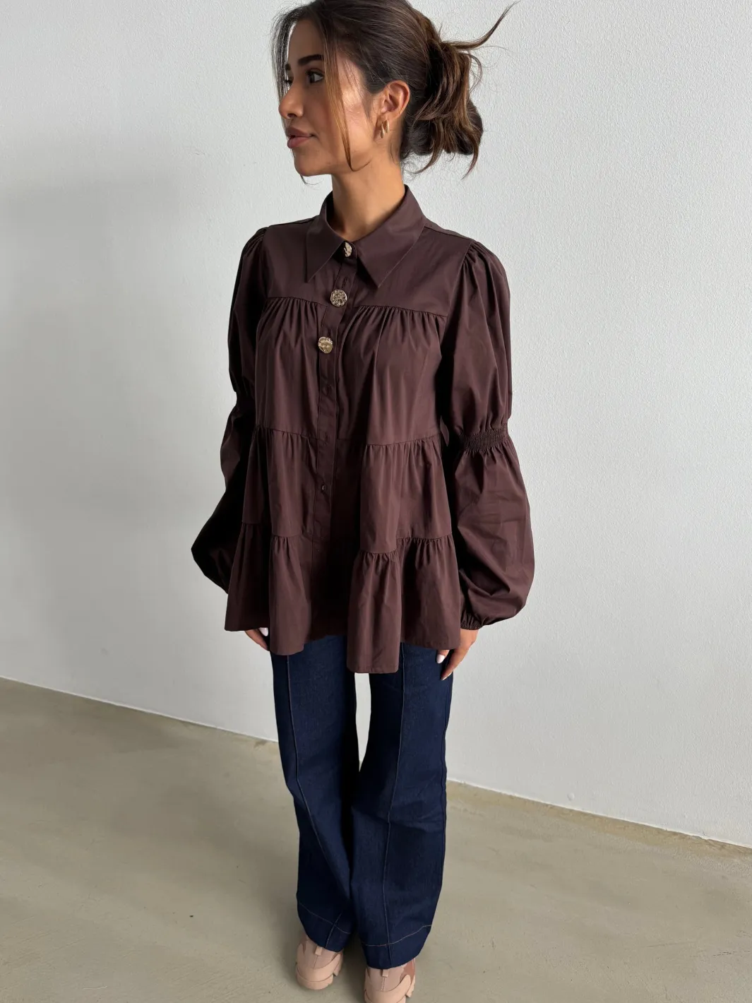 Sale Continue Sanna Gold Buttons 15085 Dark Brown