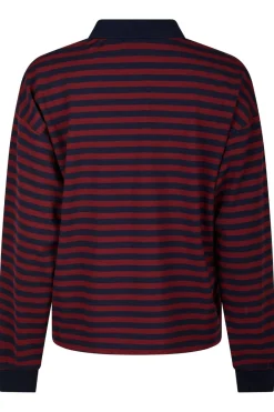 Clearance Neo Noir Sara Wide Stripe Polo Blouse 164258 Navy
