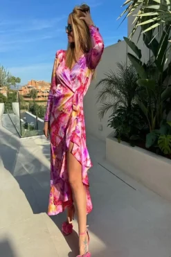 Outlet Valentin Studio Senorita Watercolour Dress Rose