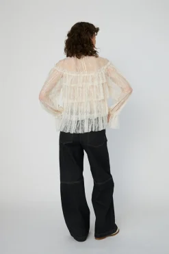Clearance Stella Nova Sheer Frill Lace Blousels54-2504 029 Creme