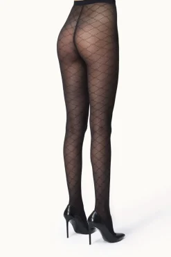 Online Wolford Sheer Pattern Tights17631 7005 Black
