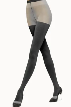 Online Wolford Shiny Sheer Tights Black/Pewter