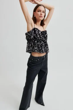 Clearance Second Female Shiny Strap Top 60229 7049 Gungrey Metal