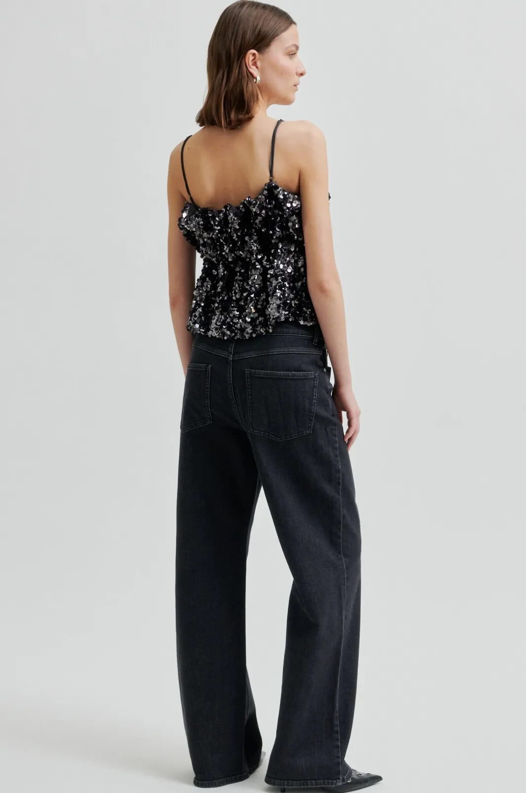 Clearance Second Female Shiny Strap Top 60229 7049 Gungrey Metal