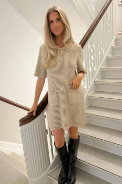 Hot BYIC Sific Knit Dress 1198 Ribbed Beige