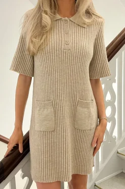 Hot BYIC Sific Knit Dress 1198 Ribbed Beige
