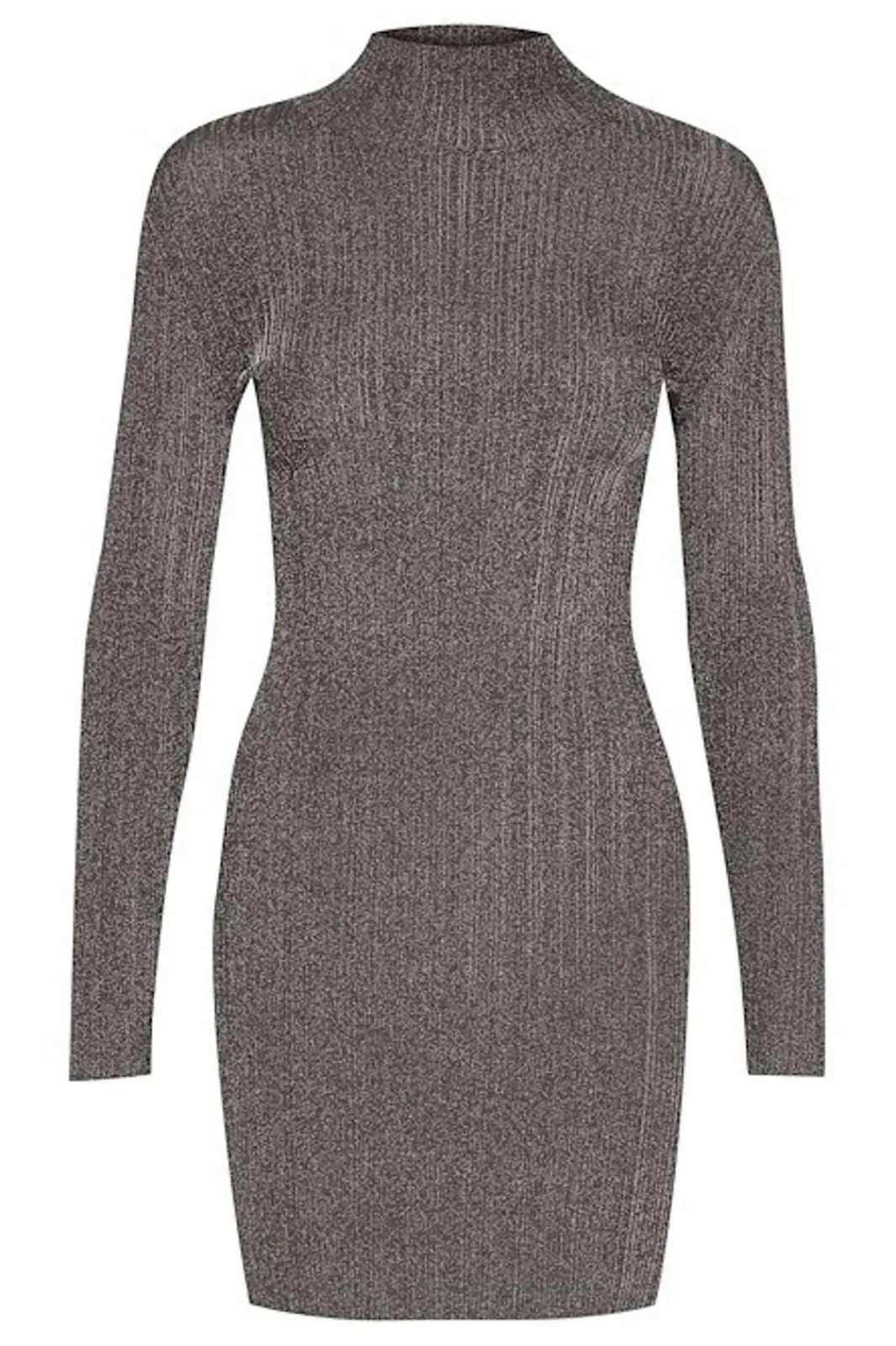 Online Gestuz Silvigz Ls Short Dress 10909595 106076 Warm Grey Metallic