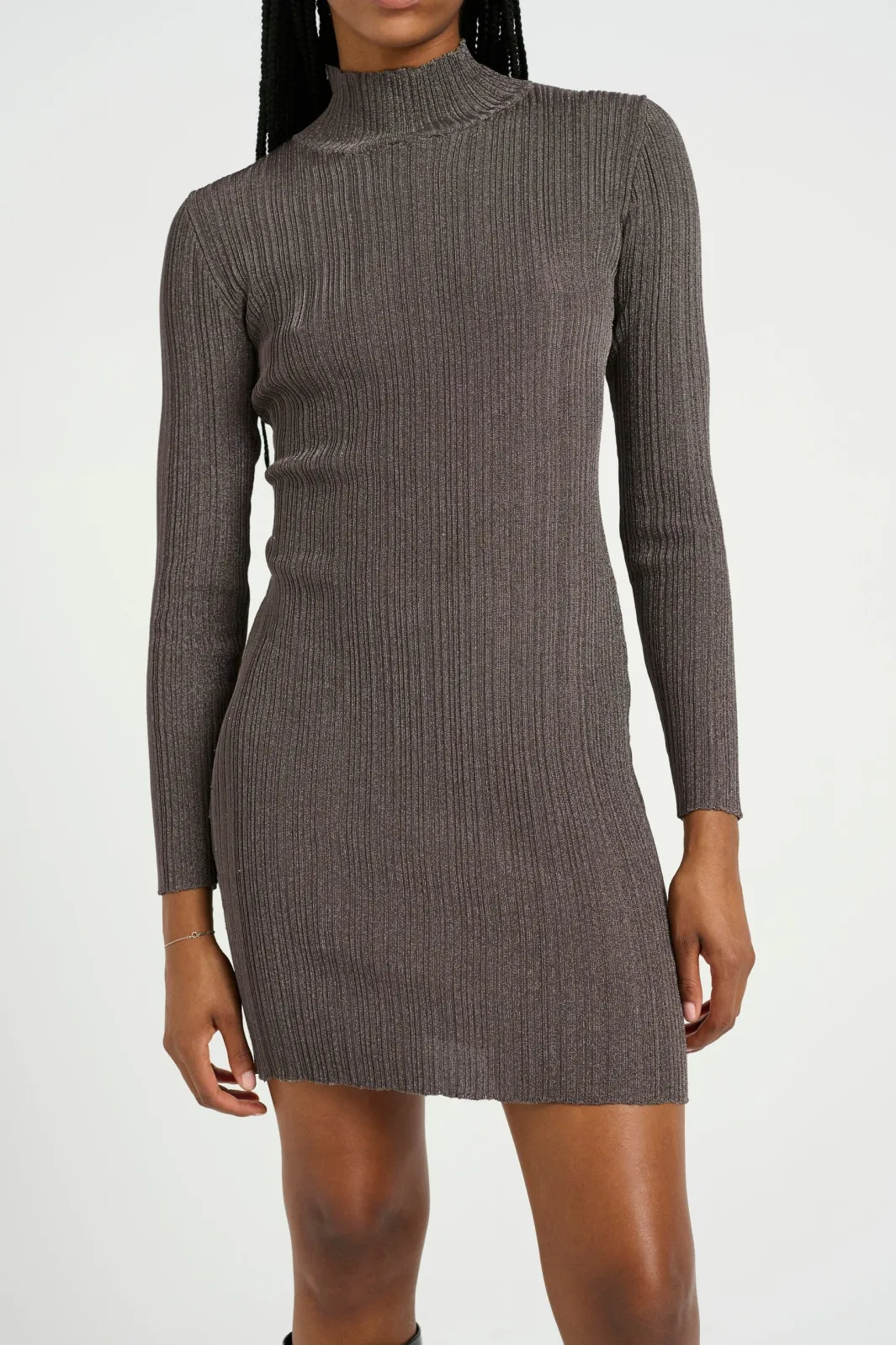 Online Gestuz Silvigz Ls Short Dress 10909595 106076 Warm Grey Metallic