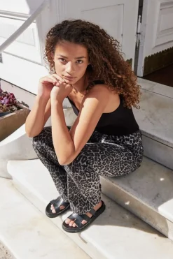 New Neo Noir Simona Leopard Pants Grey Leopard
