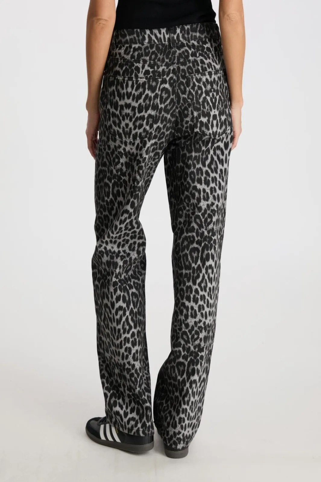 New Neo Noir Simona Leopard Pants Grey Leopard
