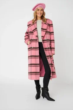 Discount Cras Slone Coat C496 8114 Pink Check