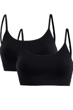 Sale Soft basic Soffi Bra top narrow strap 2 pak black