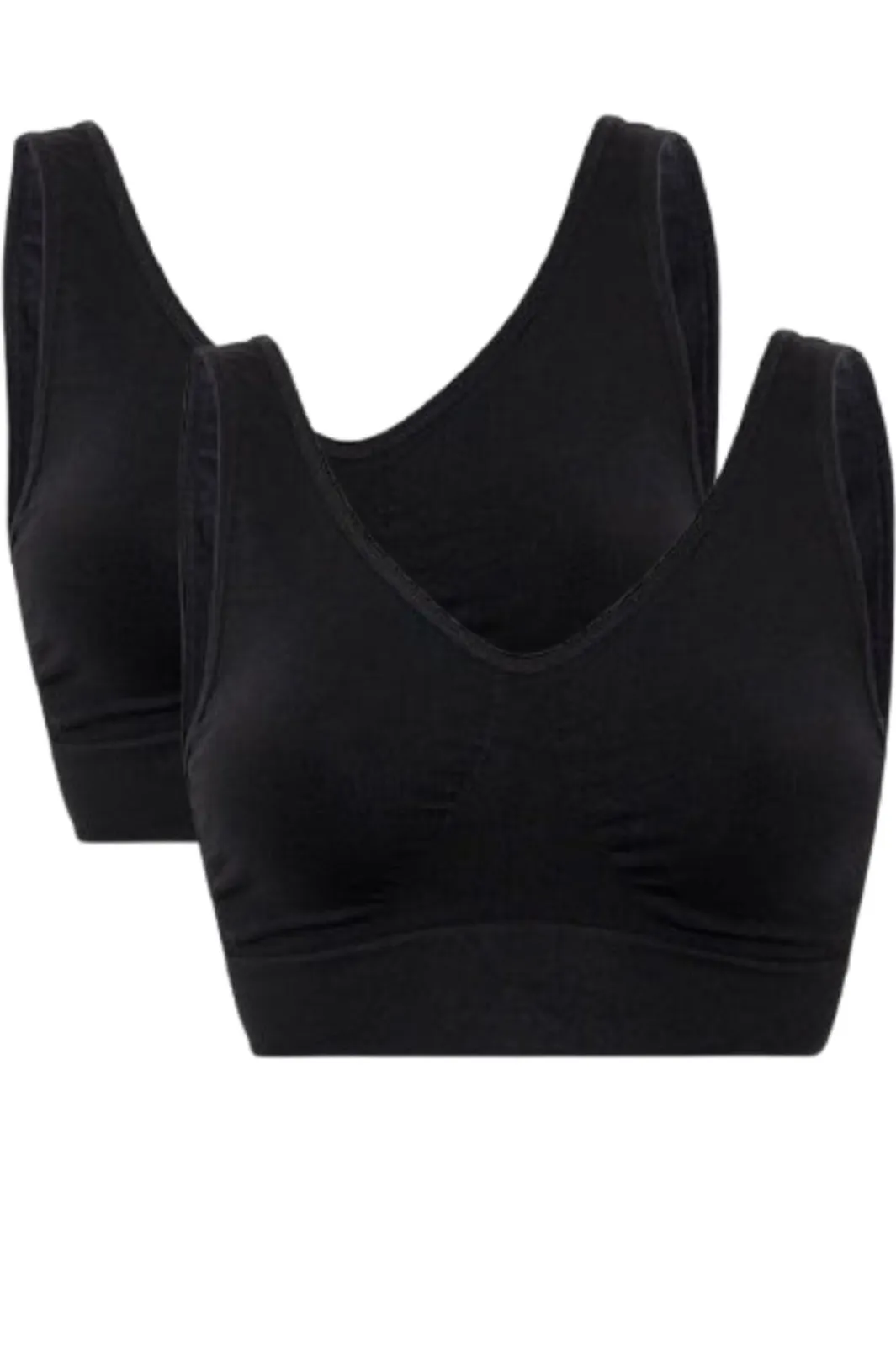 New Soft basic Soffi Bra top wide strap 2 pak black