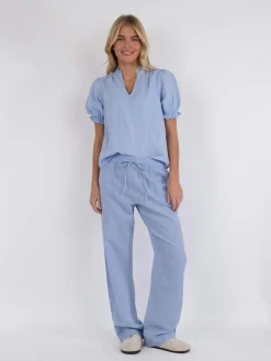 Neo Noir Sonar Linen Pants Light Blue