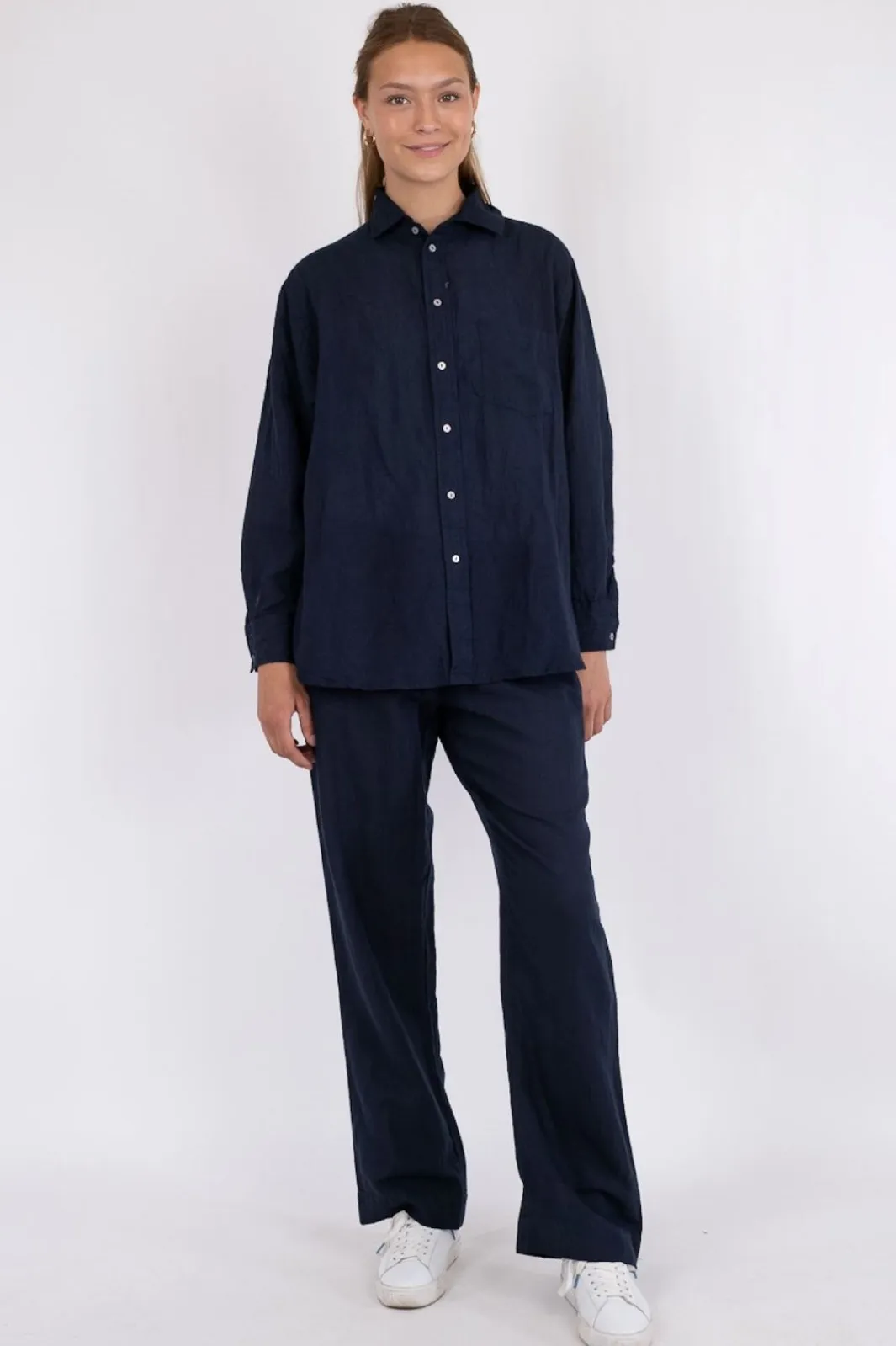 Online Neo Noir Sonar Linen Pants Navy