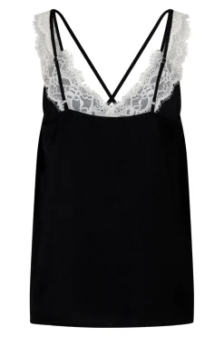 Valentin Studio String Contrast Top Black