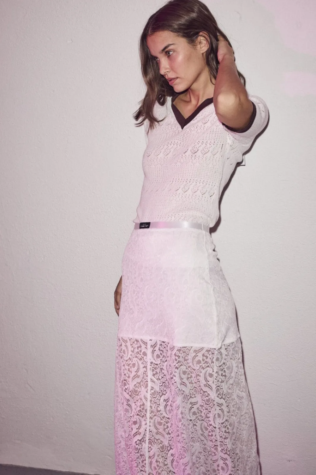 Online Haute L'Amitié Summer Lace Skirt HL10133 White