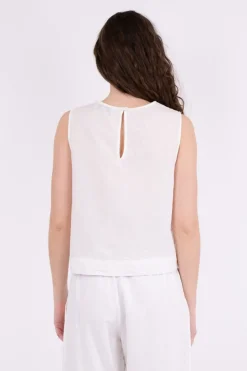 Neo Noir Svetlana Linen Top White